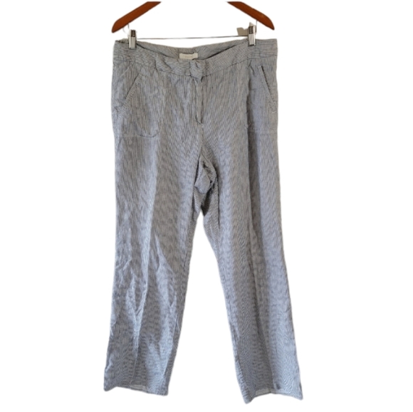 CHICO'S Women's 100% Linen Blue White Striped Casual Pants Sz 2.5/L Beachy - Picture 1 of 11